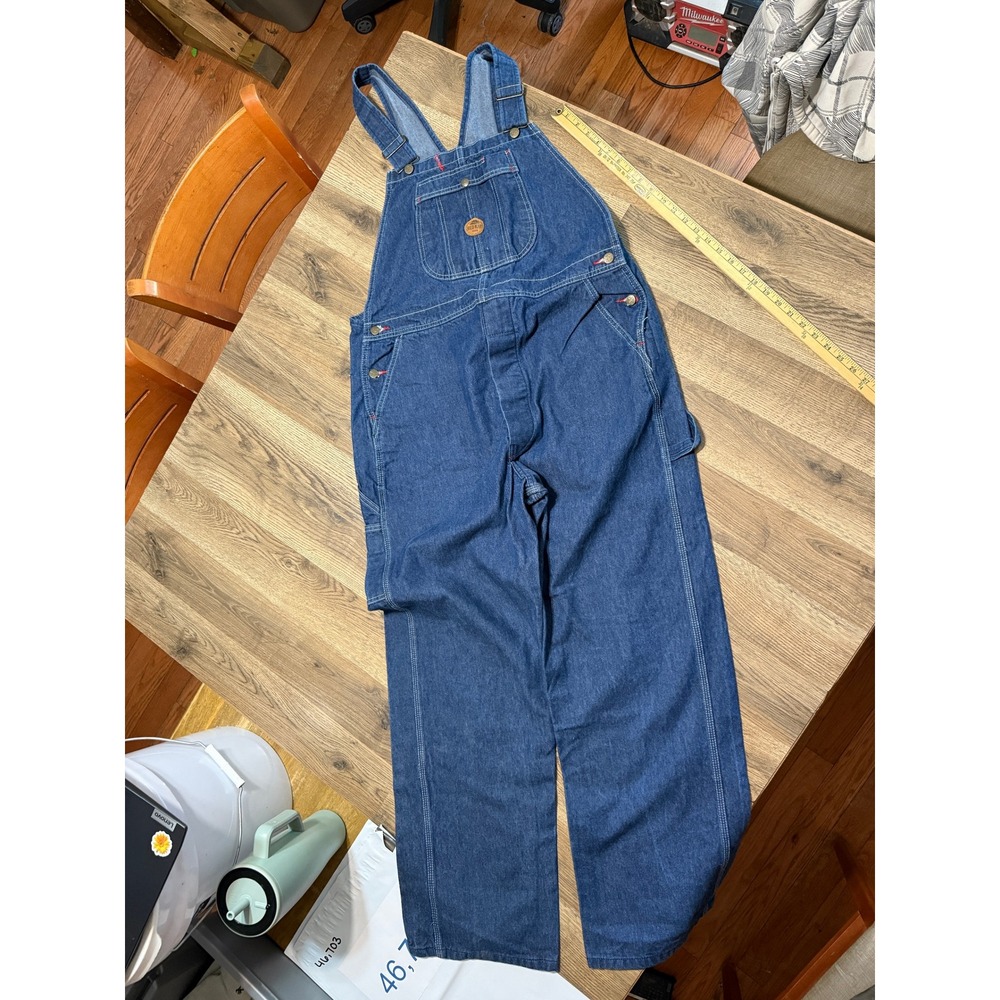 Red Kap Overalls Mens 38x30 Blue Adult Workwear Denim Bib Carpenter Excellent